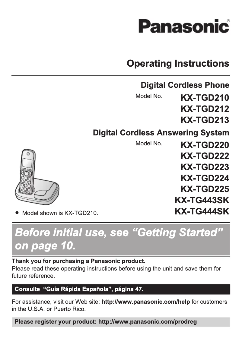 Page 1 of the manual User Manual Panasonic KX-TGD225N