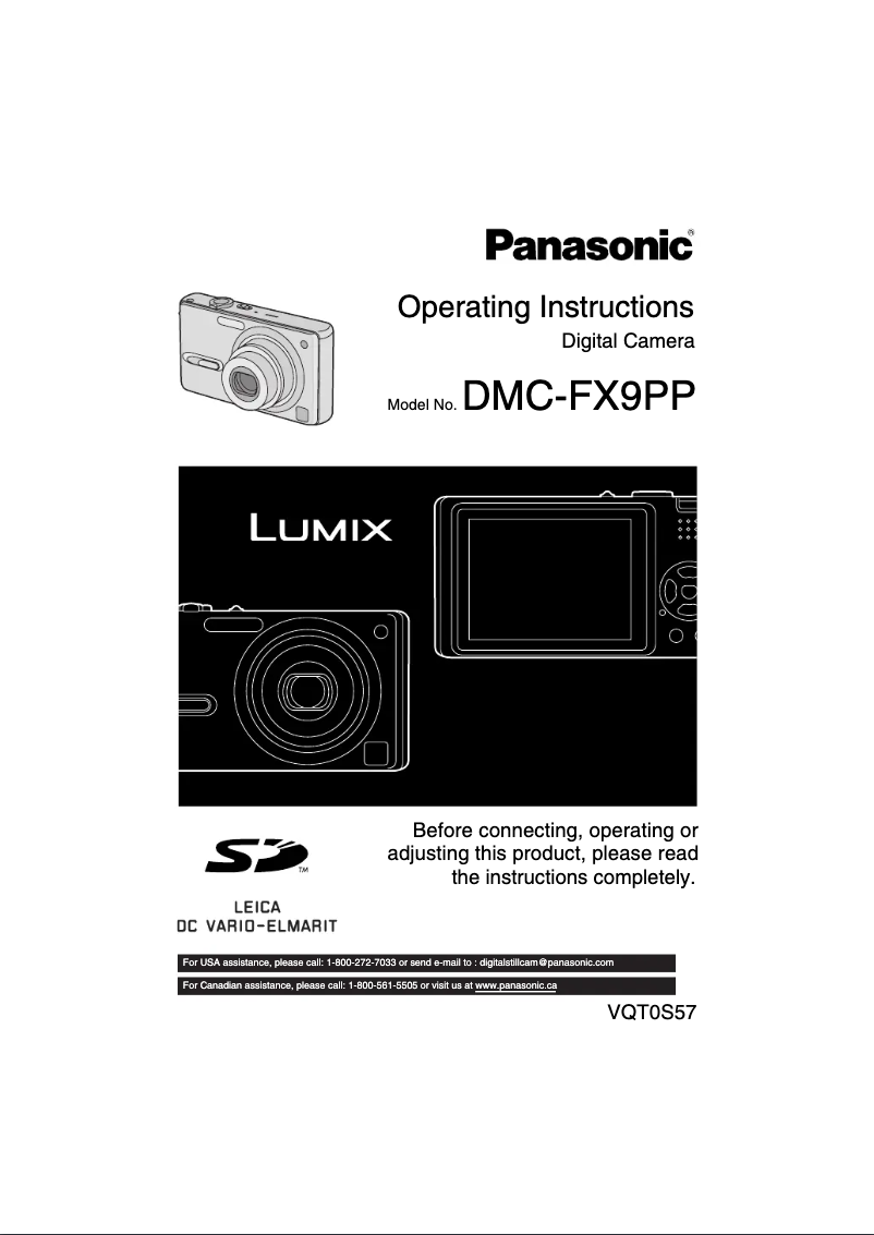 First page image of the manual for Lumix DMC-FX9PP
