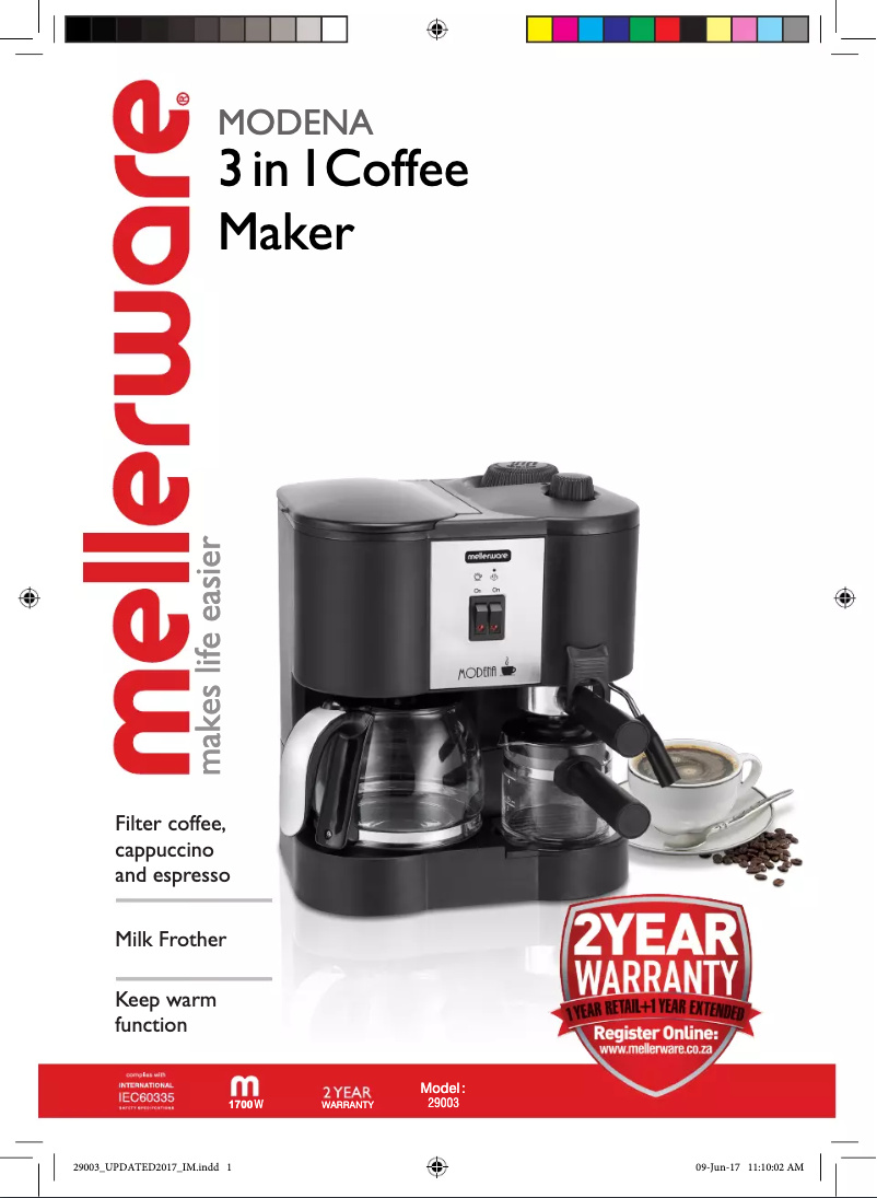 First page image of the manual for Modena 29003