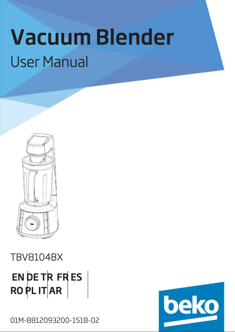 First page image of the manual for TBV8104X