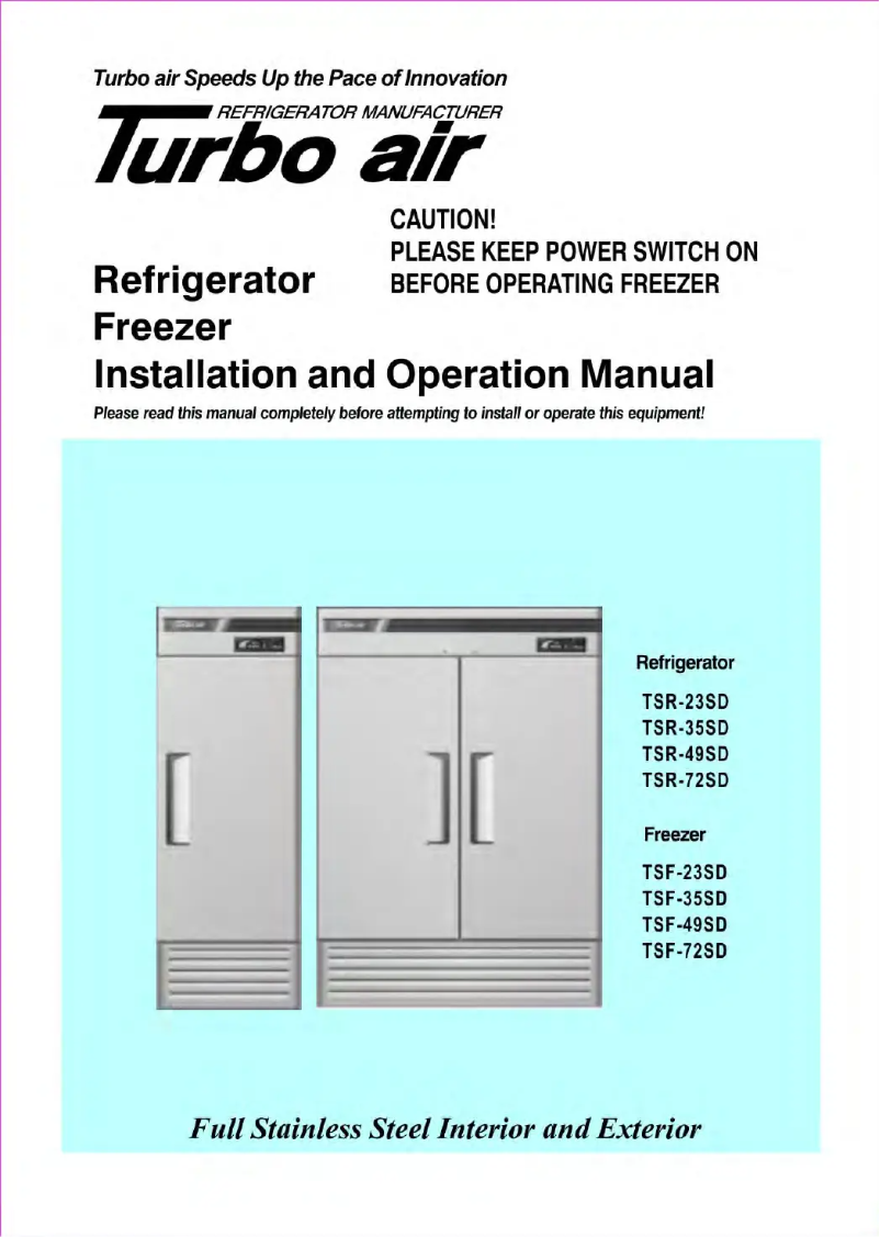 First page image of the manual for TSF-49SD