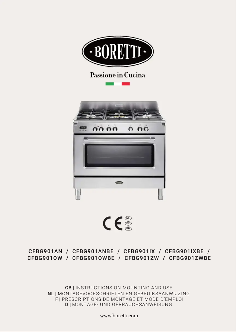 First page image of the manual for CFBG901IXBE