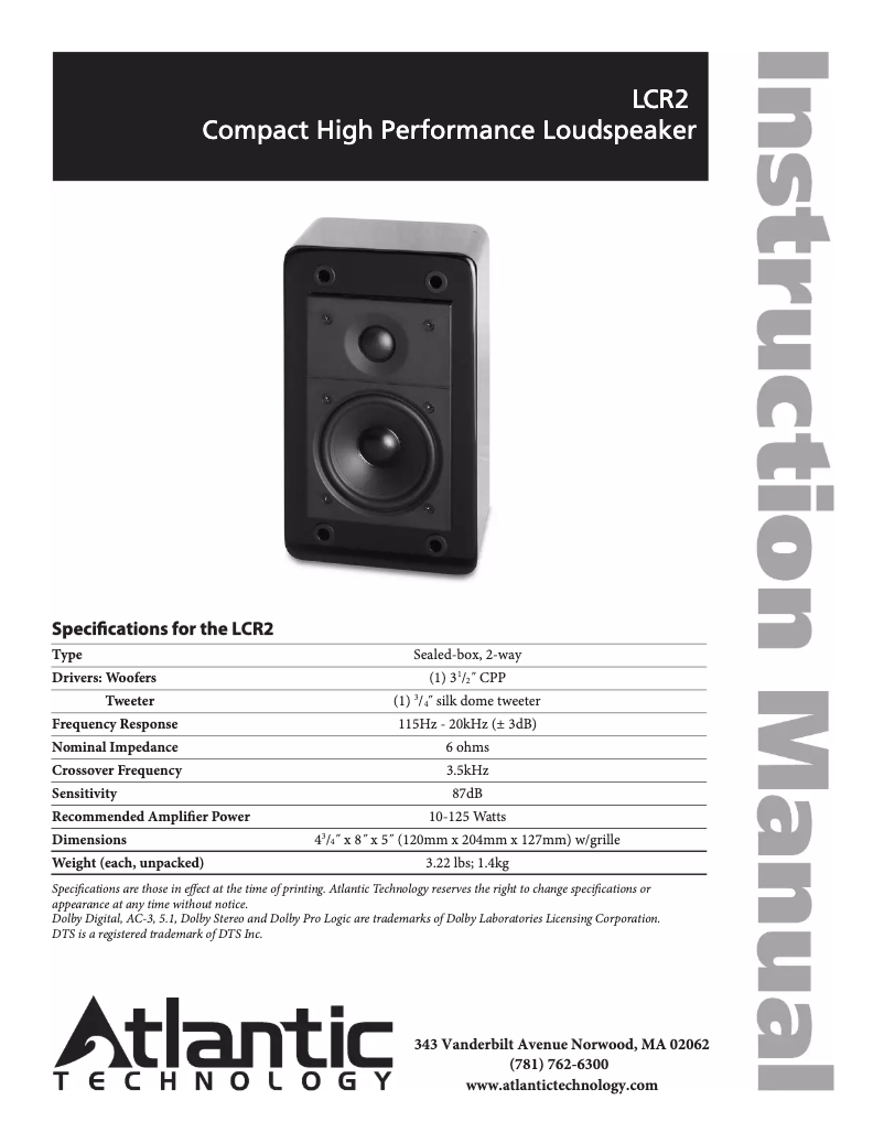 Page 1 of the manual User Manual Atlantic LCR2