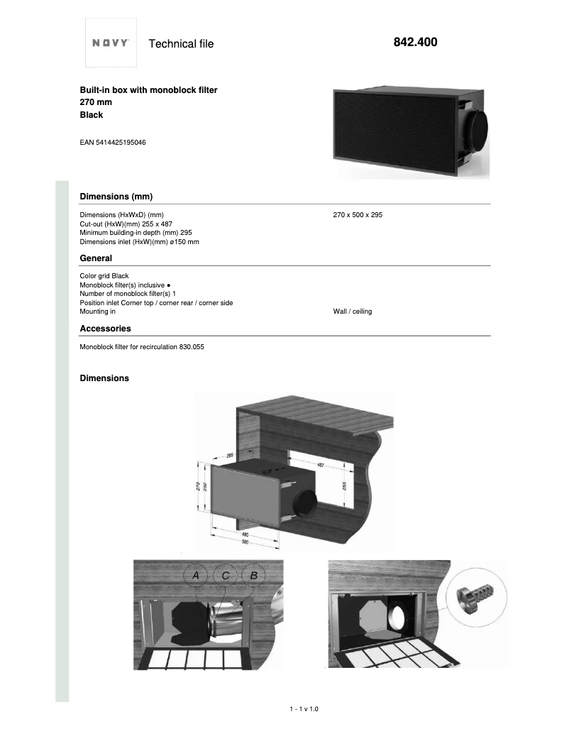 First page image of the manual for 842400