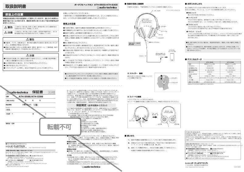 First page image of the manual for ATH-S500