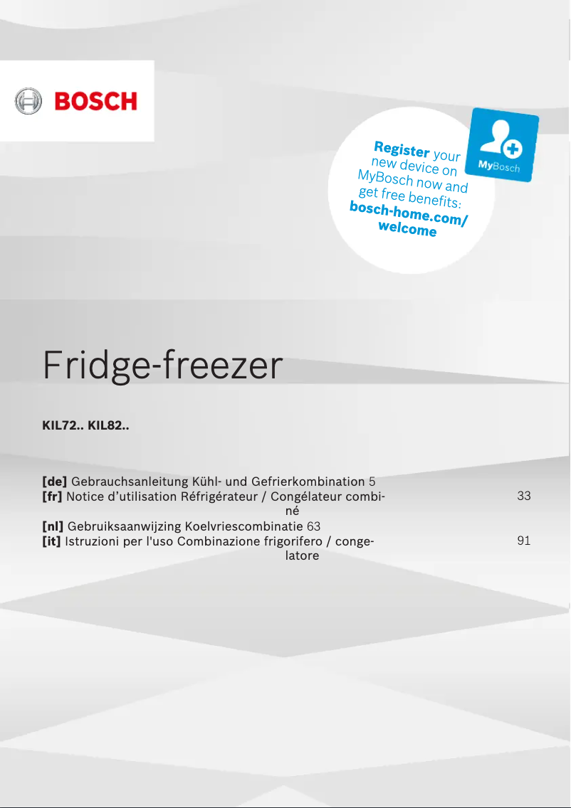 First page image of the manual for KIL72AFE0