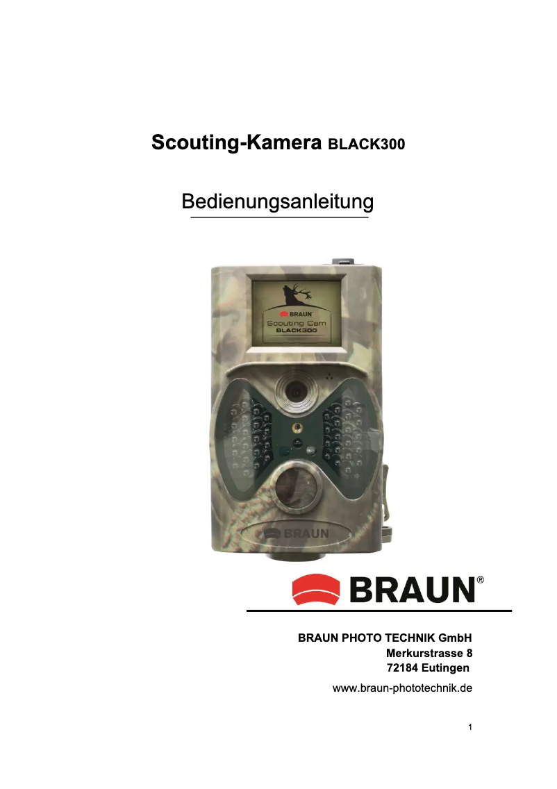 First page image of the manual for Scouting Cam BLACK300