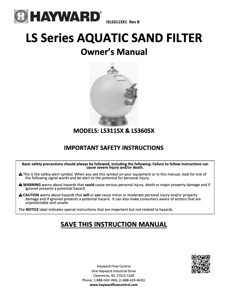 Page 1 of the manual User Manual Hayward LS360SX