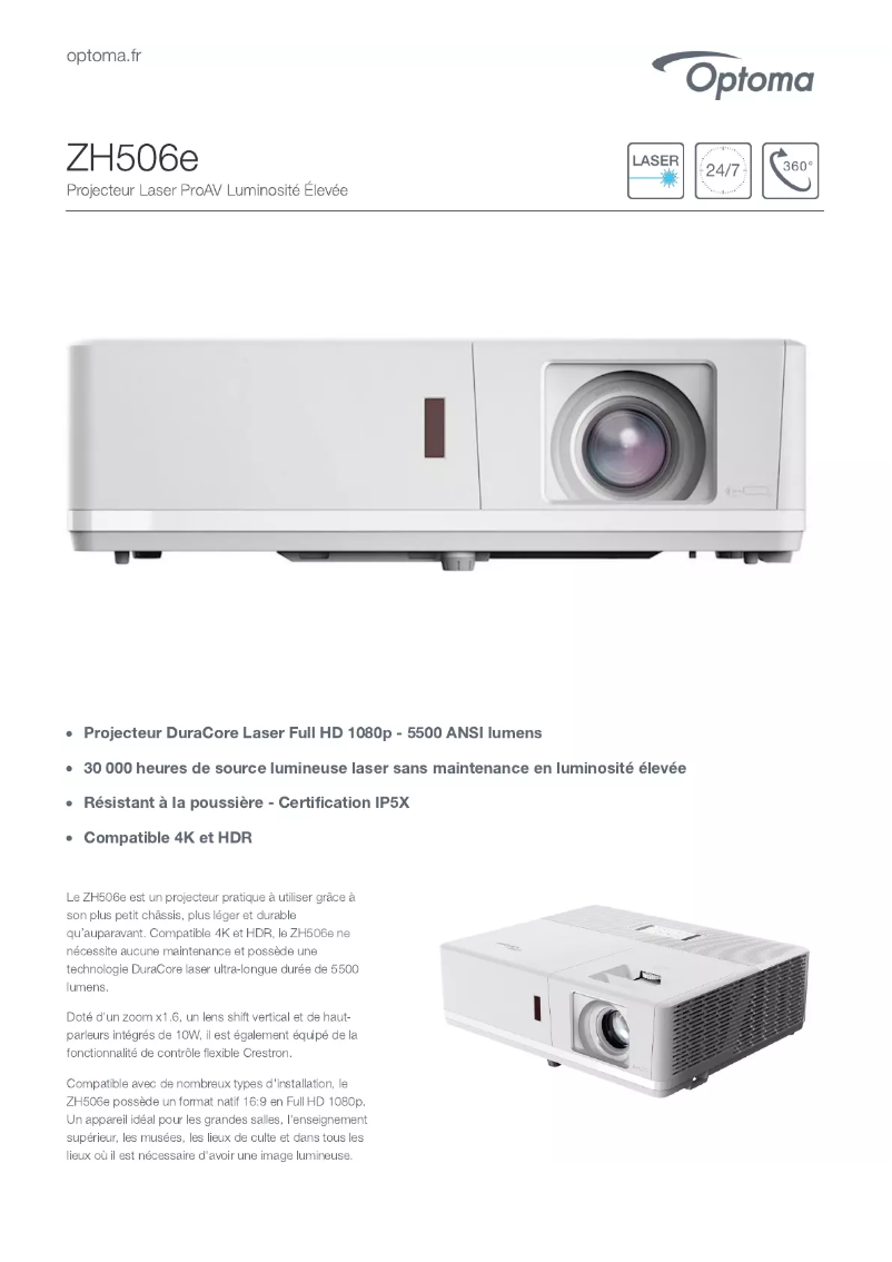 First page image of the manual for ZH506e