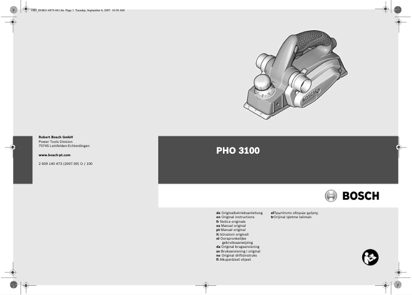 Page 1 of the manual User Manual Bosch PHO 3100