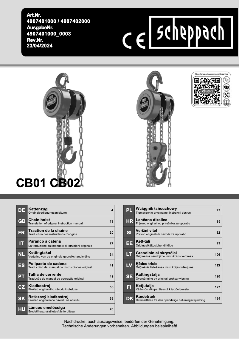 Page 1 of the manual User Manual Scheppach CB01