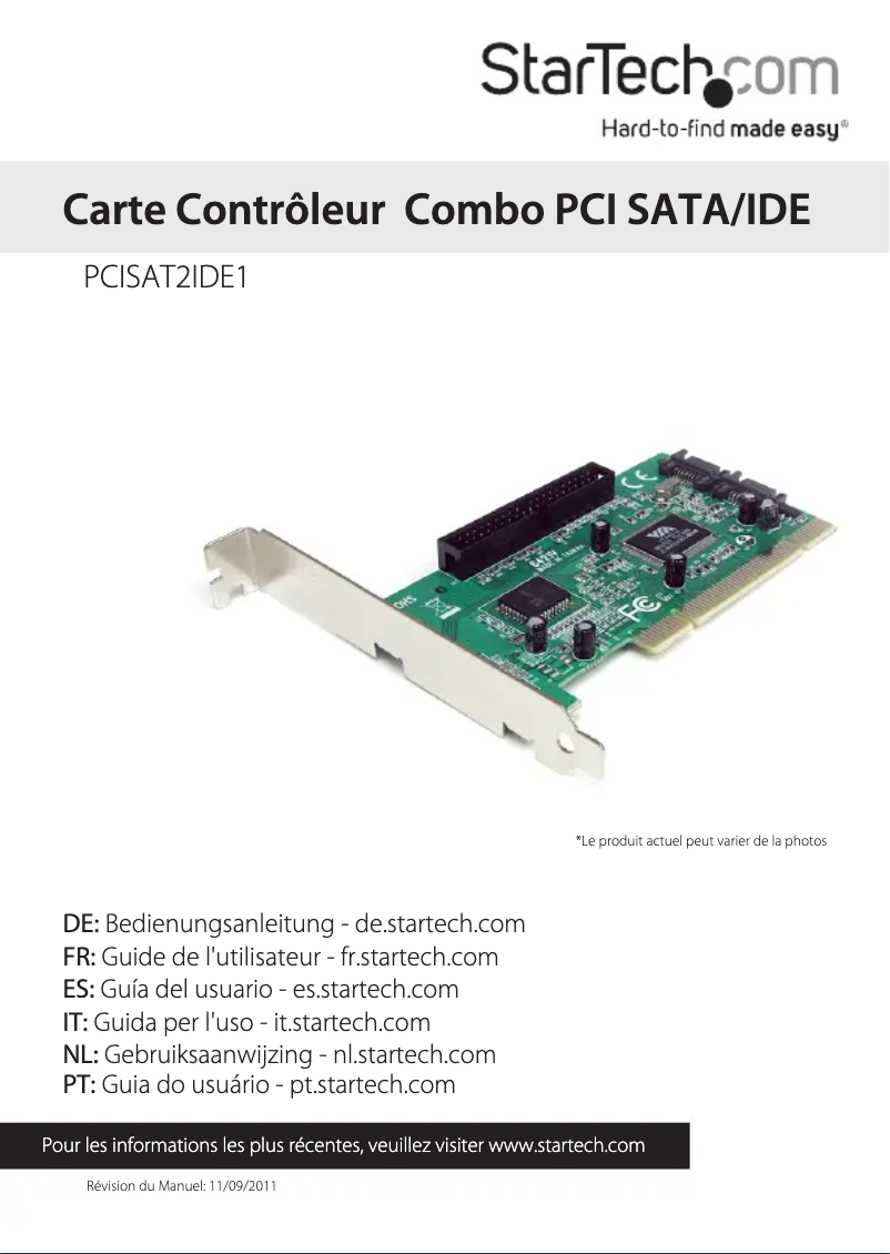 Page 1 of the manual User Manual StarTech.com PCISAT2IDE1