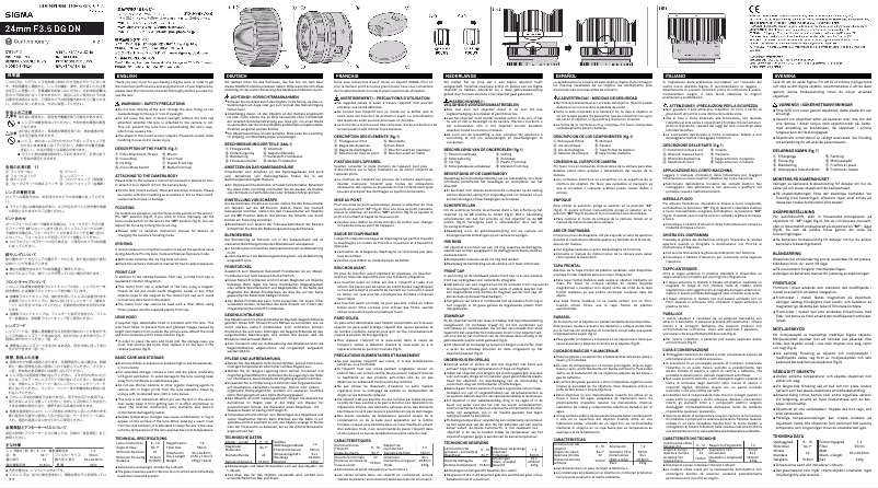 Page 1 of the manual User Manual Sigma 24mm F3.5 DG DN