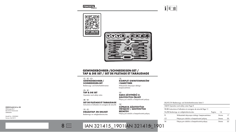 Page 1 de la notice Manuel utilisateur Powerfix Z30003