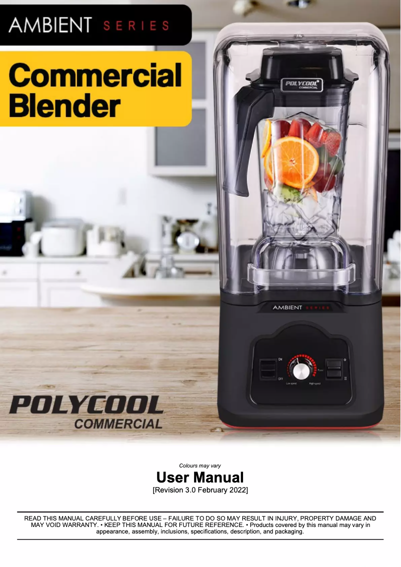 Page 1 of the manual User Manual PolyCool PLYC-25BK