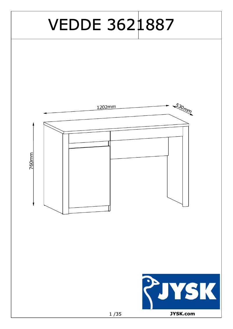 First page image of the manual for Vedde