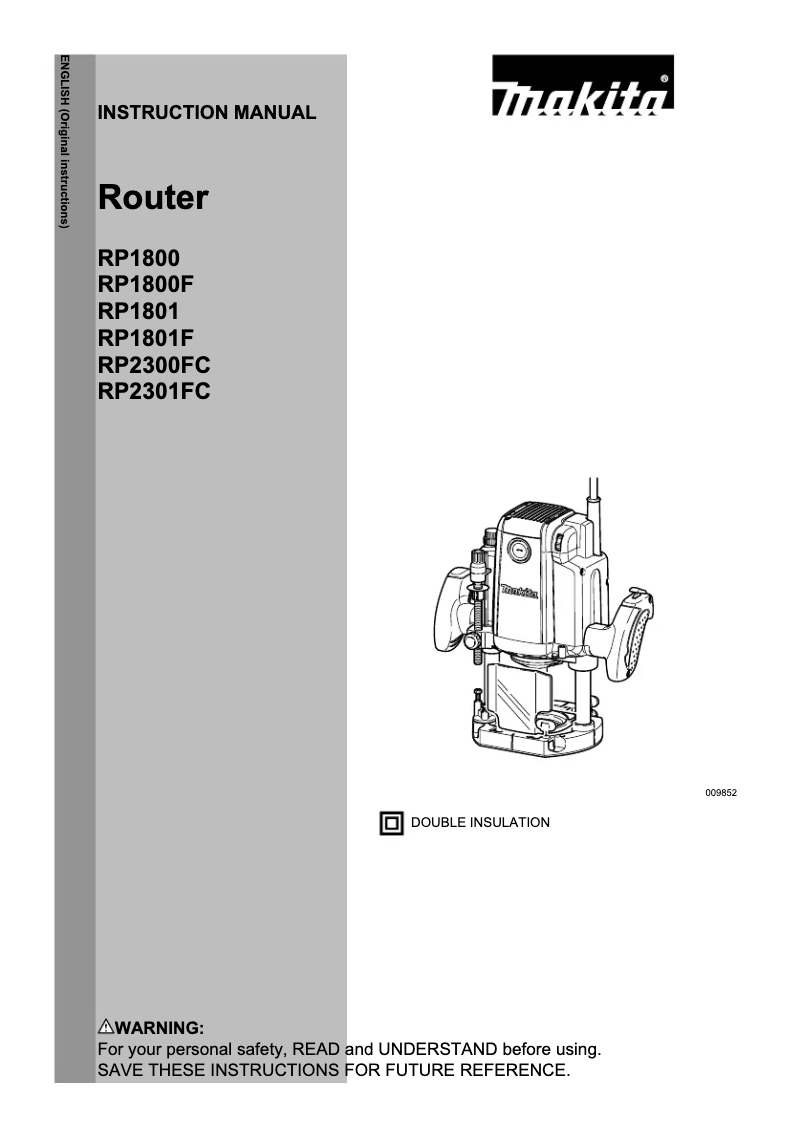 Page 1 of the manual User Manual Makita RP1800