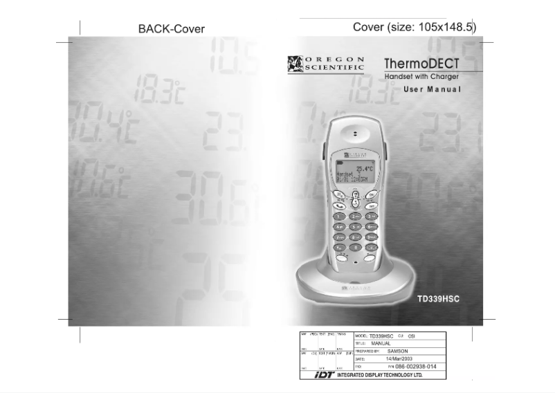 First page image of the manual for TD339HSC