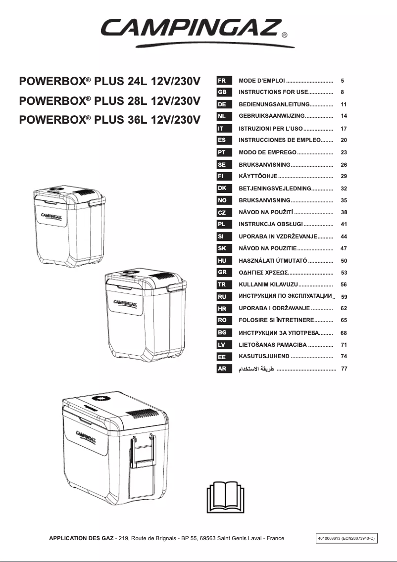 Page 1 of the manual User Manual Campingaz Powerbox Plus 28L 12/230V