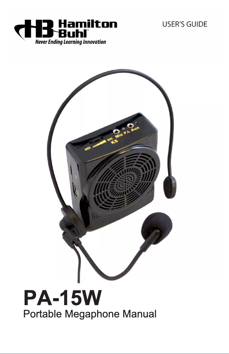 First page image of the manual for PA-15W