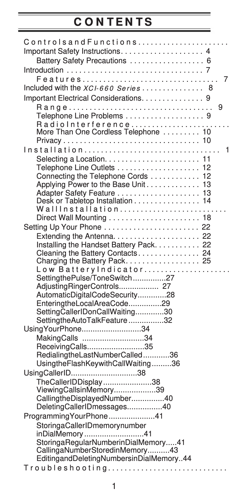 Page 1 of the manual User Manual Uniden XCI 660