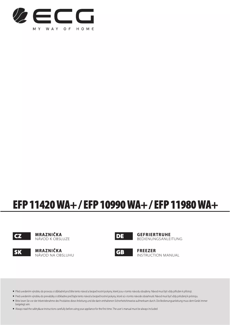 Page 1 of the manual Instruction Manual ECG EFP 11420 WA+
