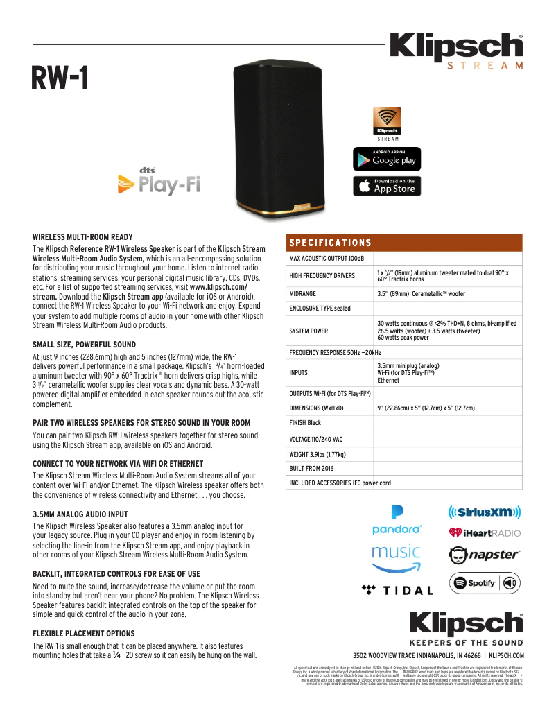 First page image of the manual for RW-1