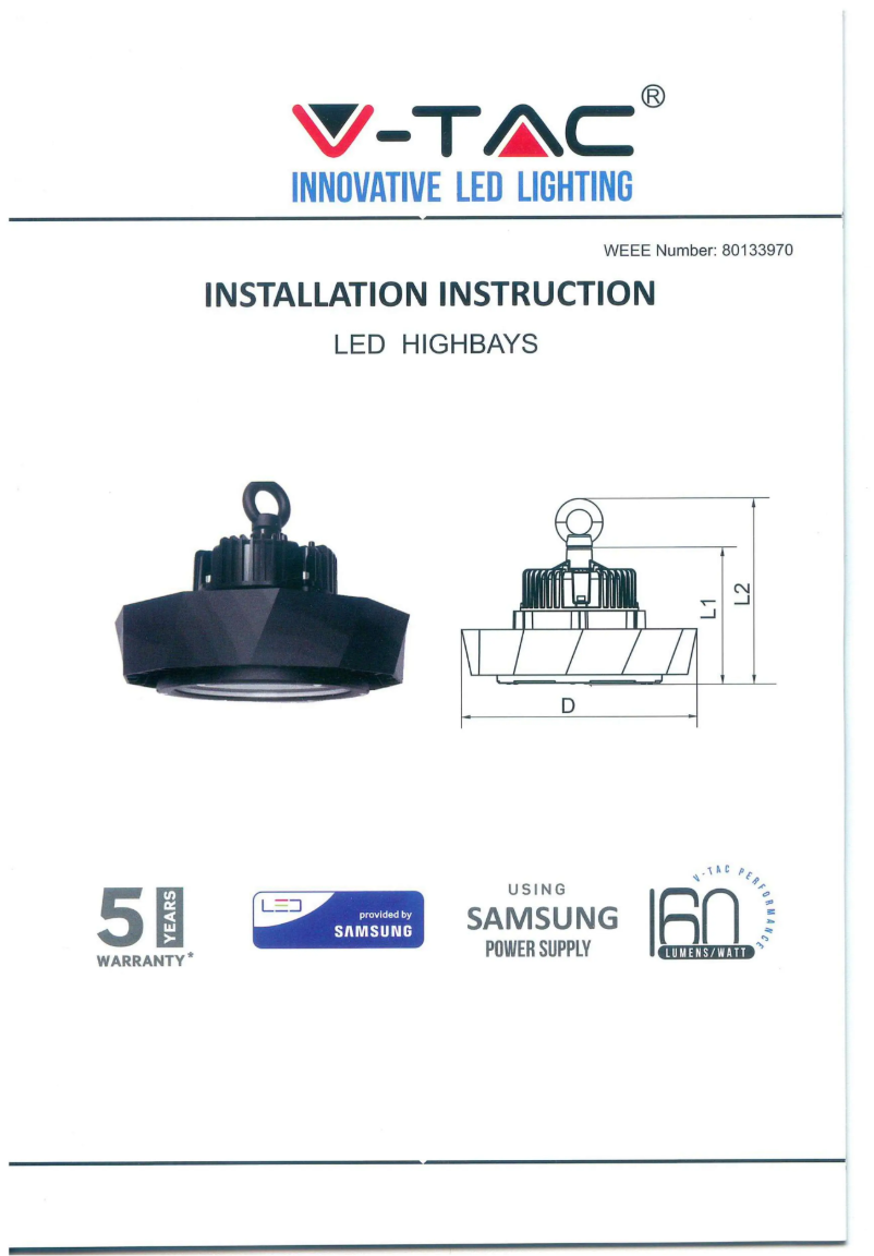 Page 1 of the manual User Manual V-TAC VT-9-113