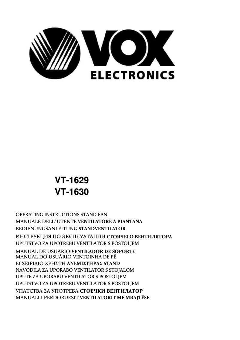 First page image of the manual for VT-1630