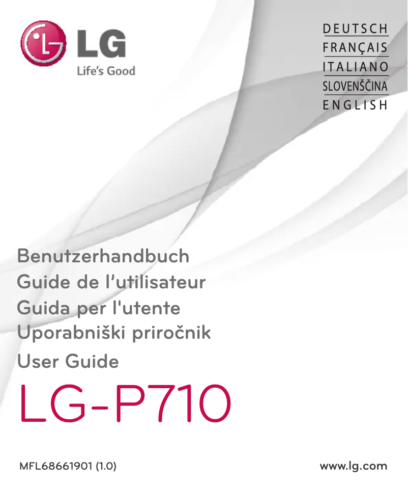First page image of the manual for LG-P710