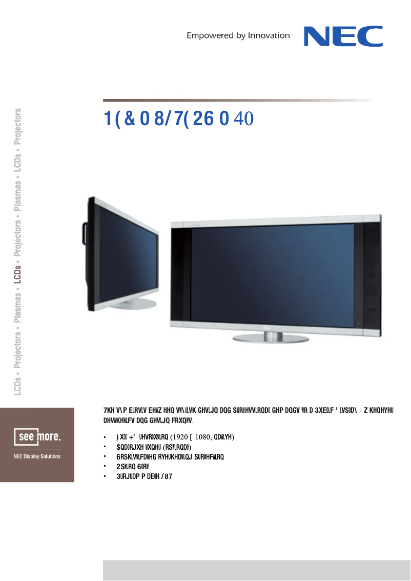 Page 1 of the manual Technical Sheet NEC MULTEOS M40