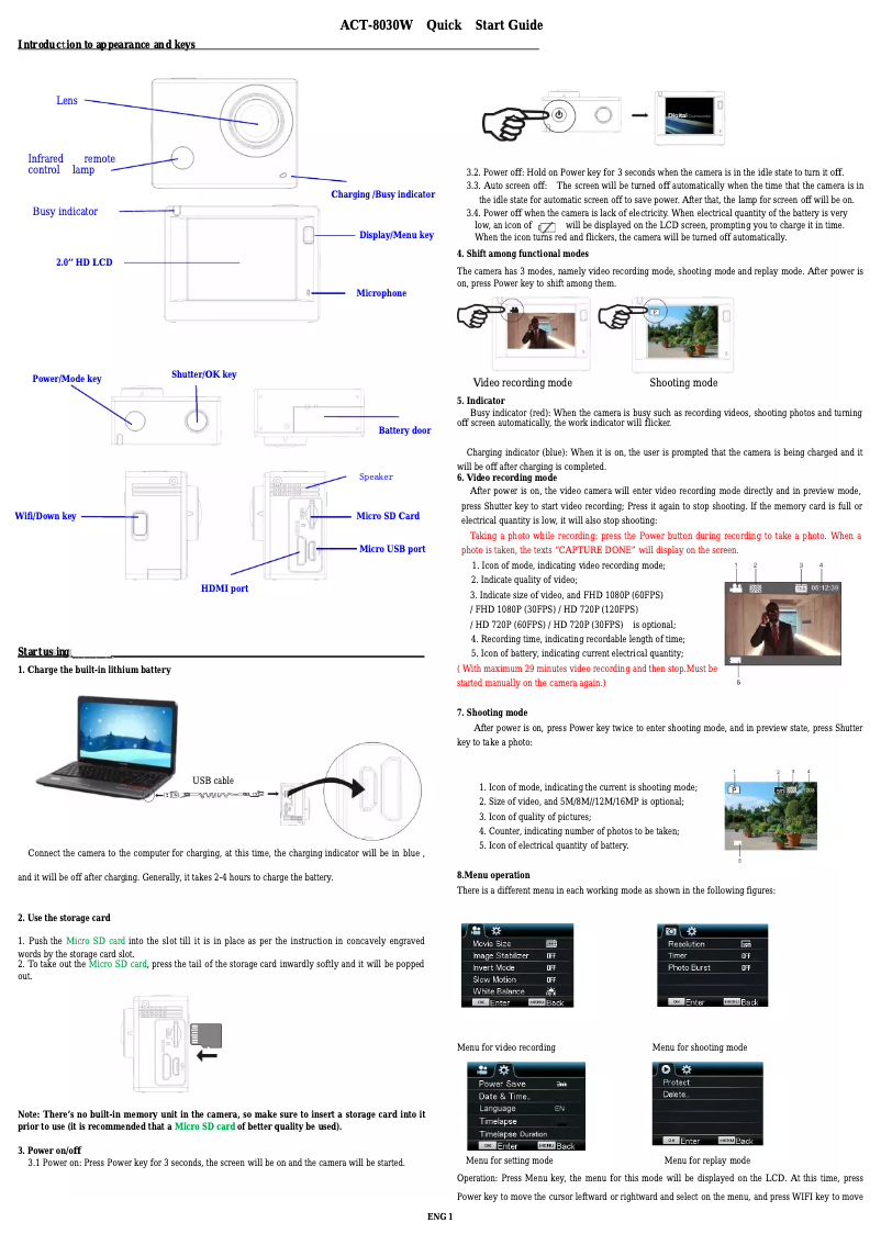 First page image of the manual for ACT-8030W