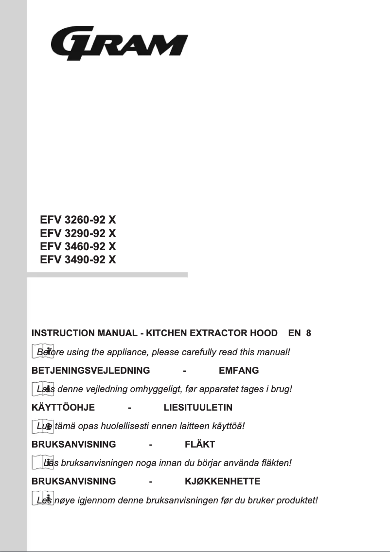 Page 1 of the manual User Manual Gram EFV 3460-92 X