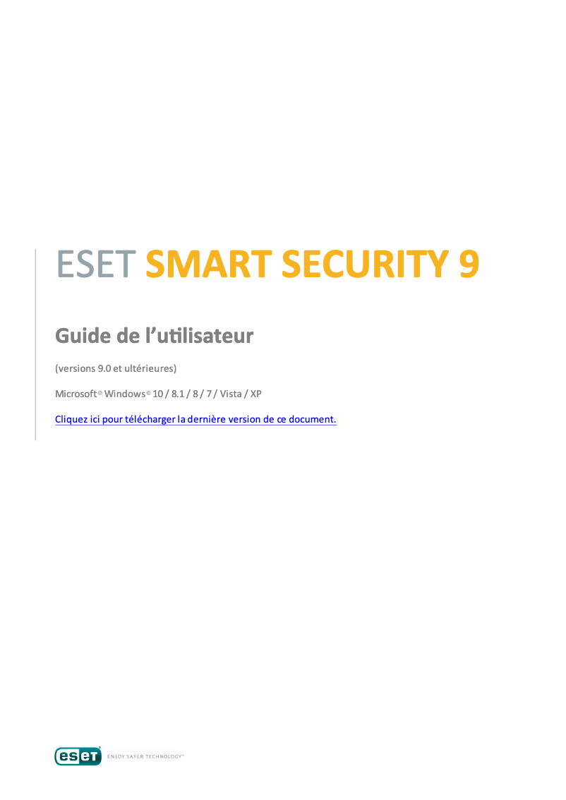 Page 1 de la notice Manuel utilisateur ESET Smart Security 9
