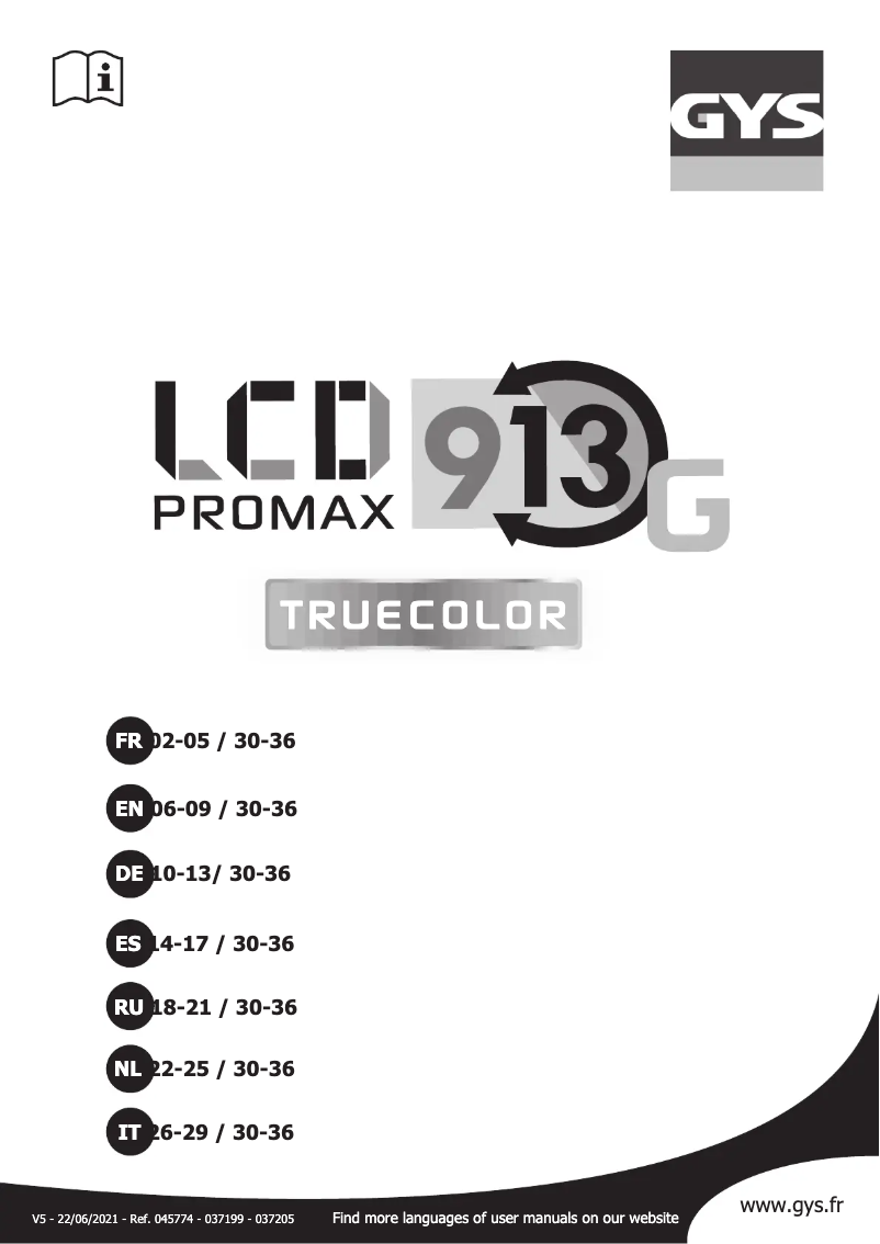 Page 1 of the manual User Manual GYS Promax 9-13 G Volcano