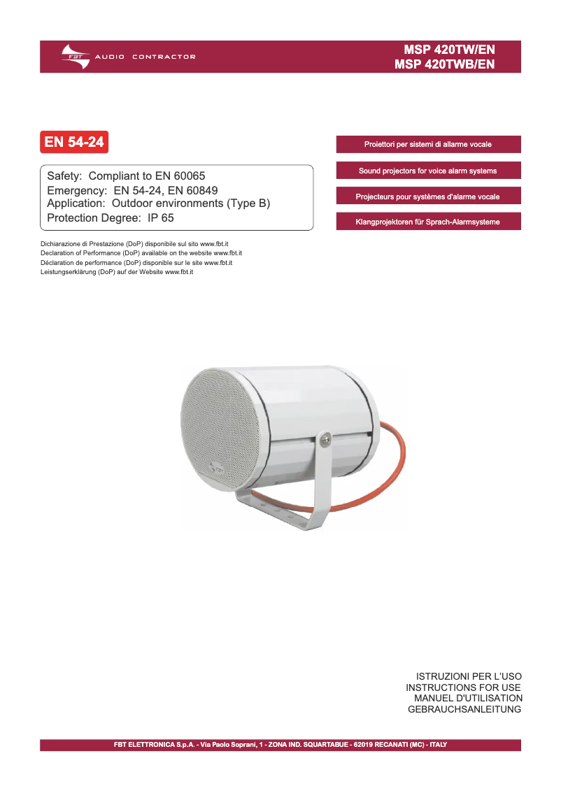 First page image of the manual for MSP 420 TWB