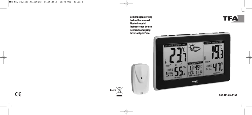 Page 1 de la notice Manuel utilisateur TFA Mondo 35.1151.01