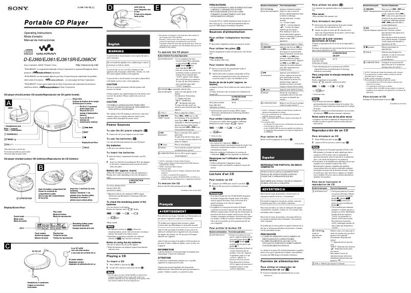 Page 1 of the manual User Manual Sony D-EJ361