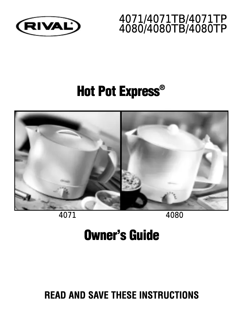 First page image of the manual for Hot Pot Express 4080