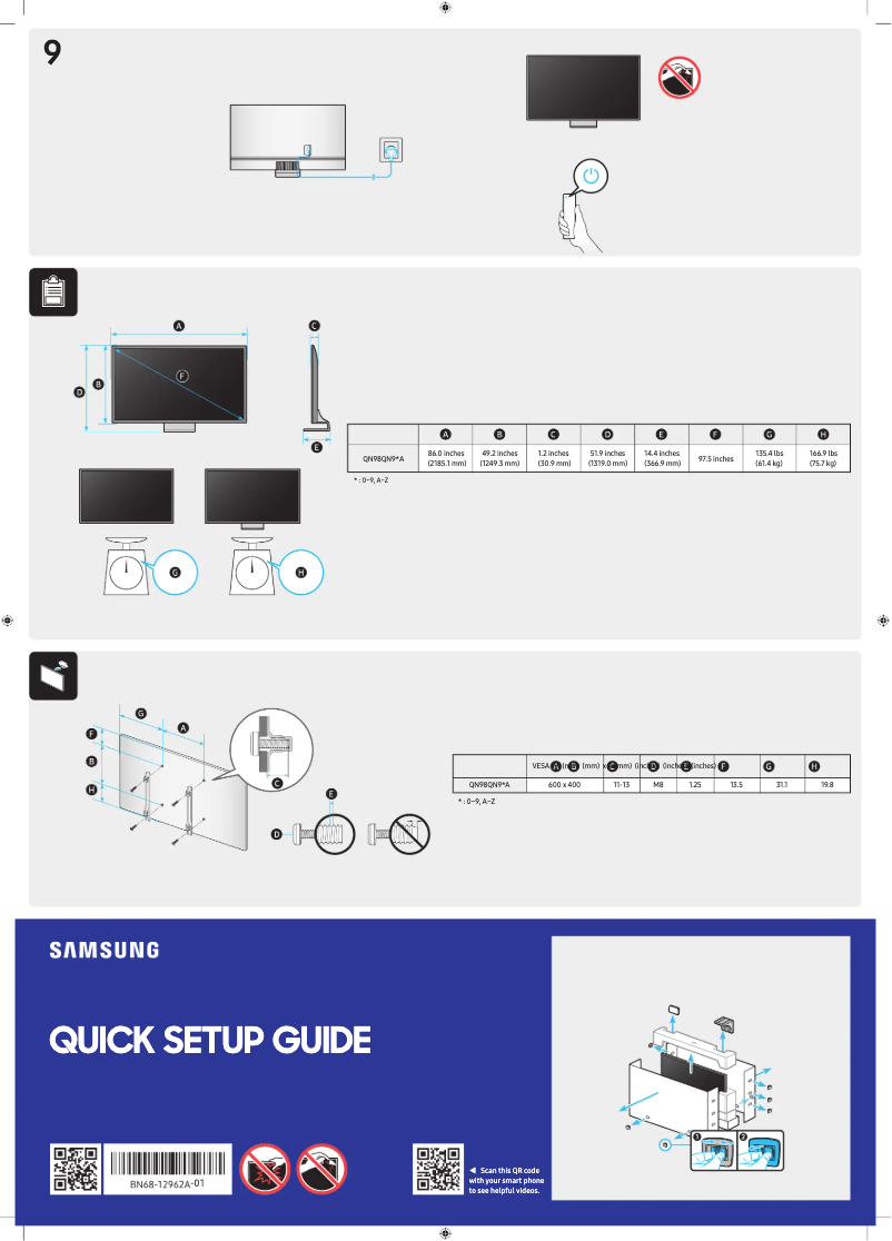 Page 1 of the manual Quick Start Guide Samsung QN90A