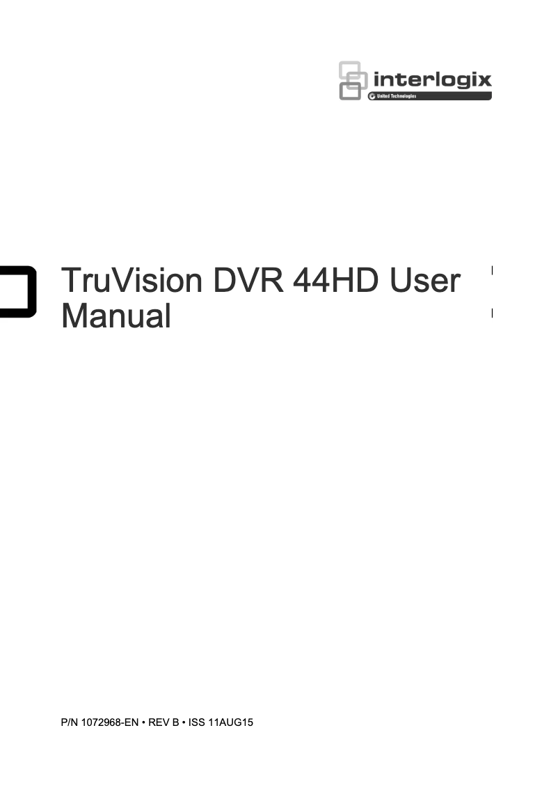 Page 1 of the manual User Manual Interlogix TruVision TVR-4416HD