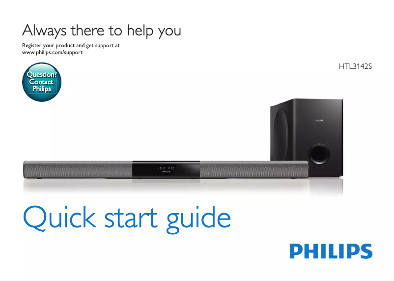 Page 1 of the manual Quick Start Guide Philips HTL3142S