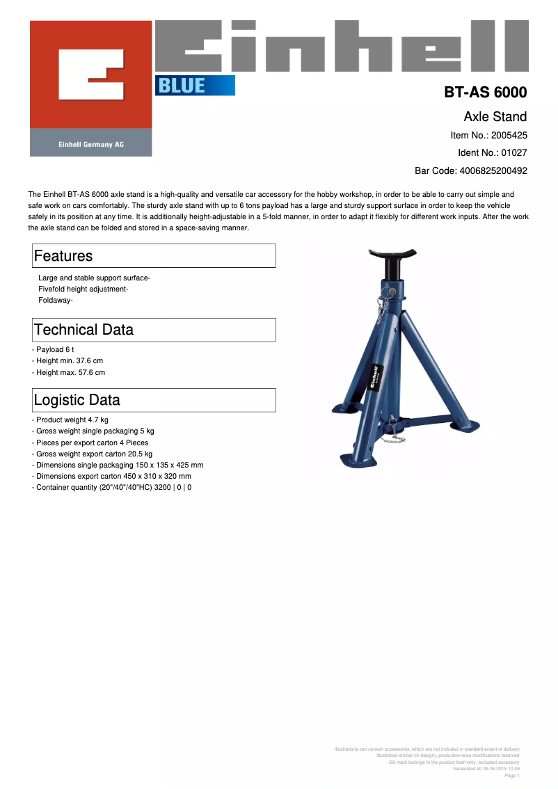 First page image of the manual for BT-AS 6000