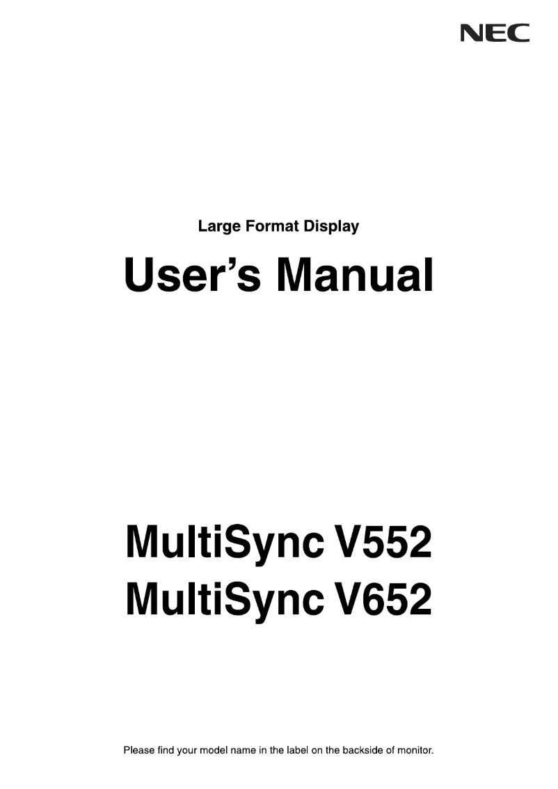 Page 1 of the manual Instruction Manual NEC MultiSync V652