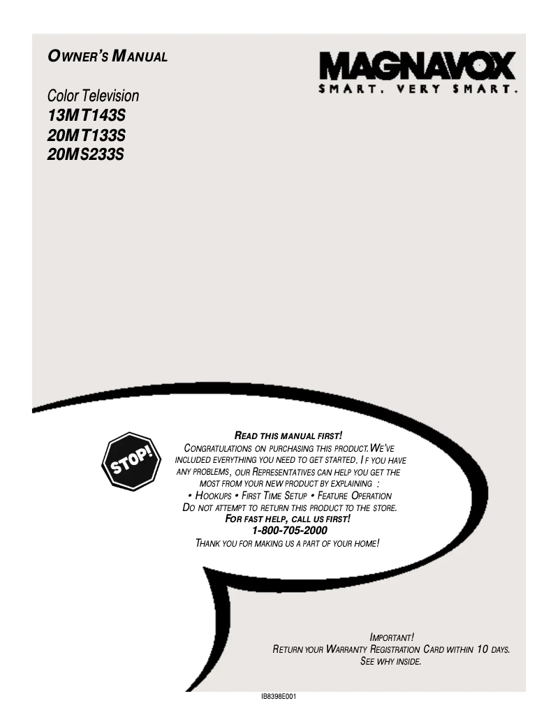 Page 1 of the manual User Manual Philips 20MT133S