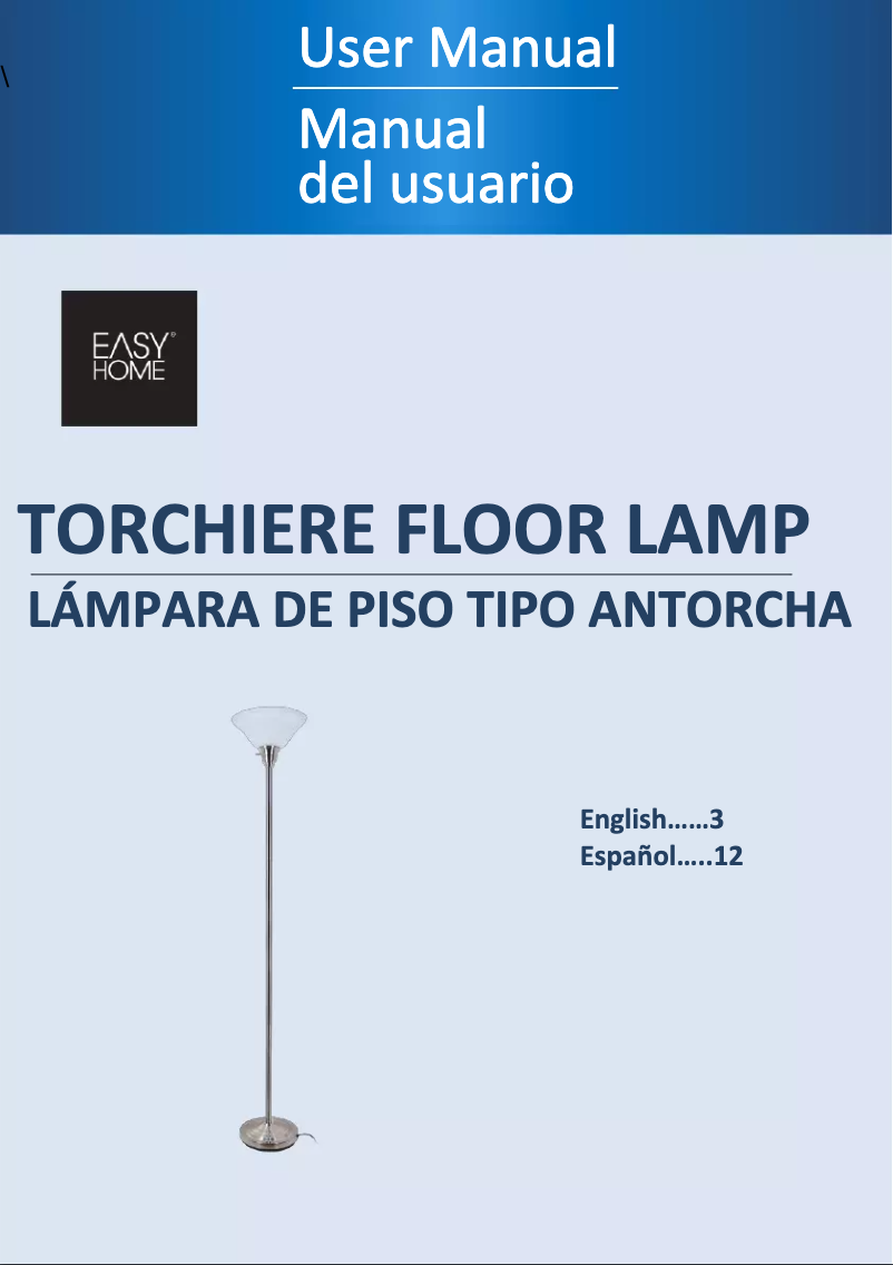 First page image of the manual for Torchiere Floor Lamp MT855A