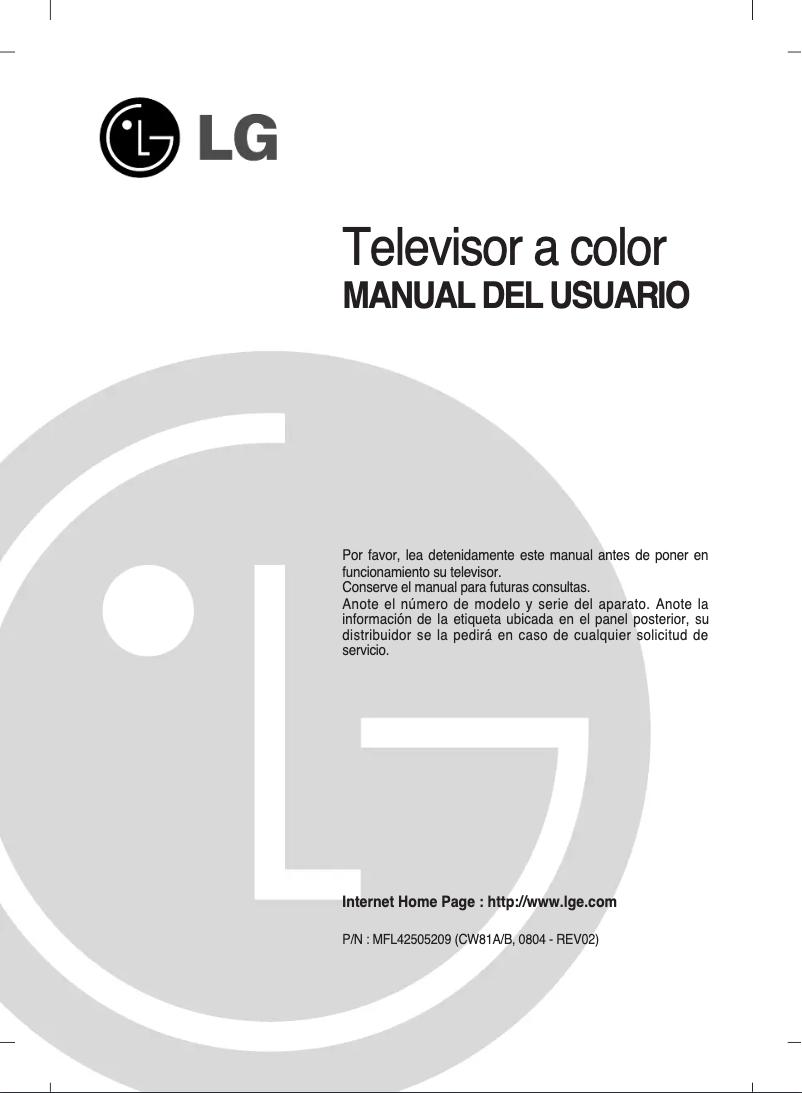 Page 1 of the manual User Manual LG 21FJ8RL