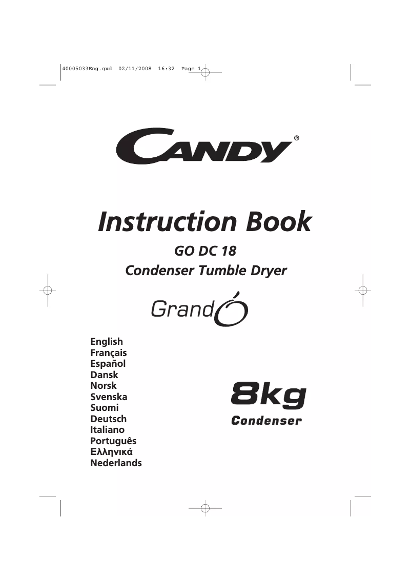 First page image of the manual for GO DC 18-37S