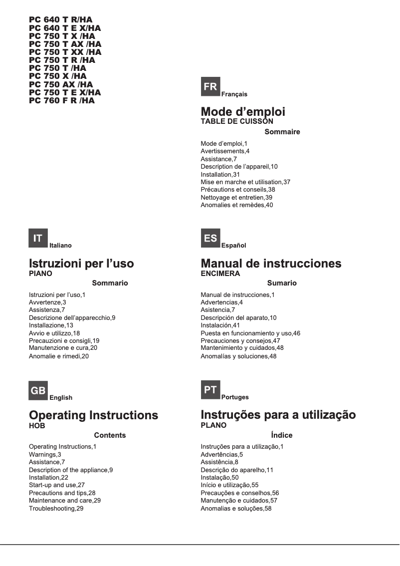 First page image of the manual for PC 640 T E X/HA