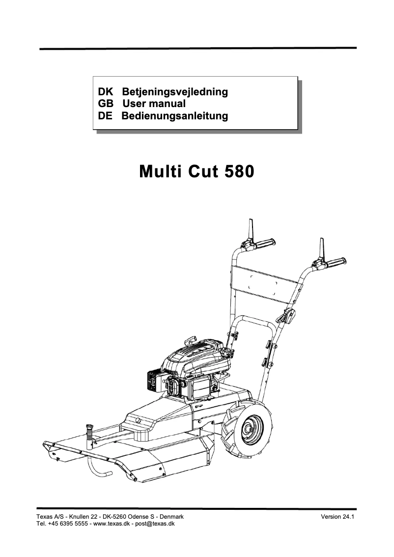 First page image of the manual for Multi Cut 580